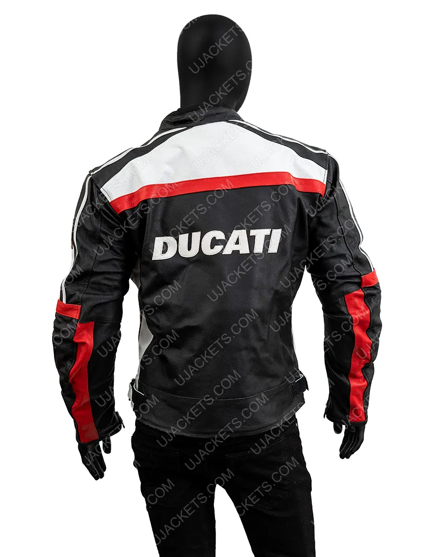 Black & White Ducati Corse Biker Jacket | Motorcycle Leather Jacket 